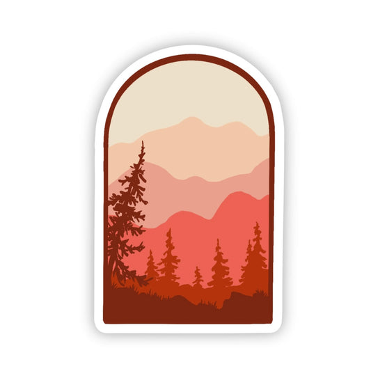 Peach Mountains Sticker