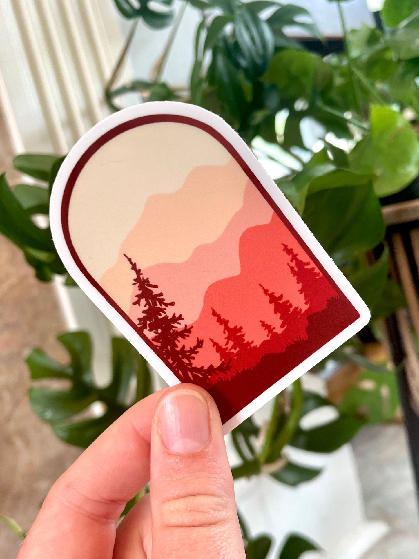 Peach Mountains Sticker